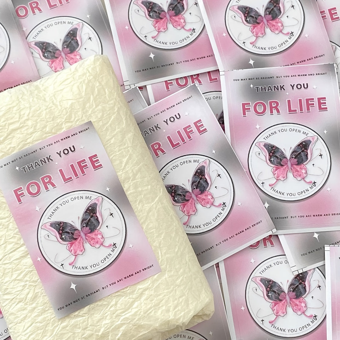 20pcs Pink Butterfly Sealing Sticker American Sticker Packaging Material Set