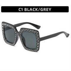 Rhinestone Sunglasses Women Square UV400 Sun Shades