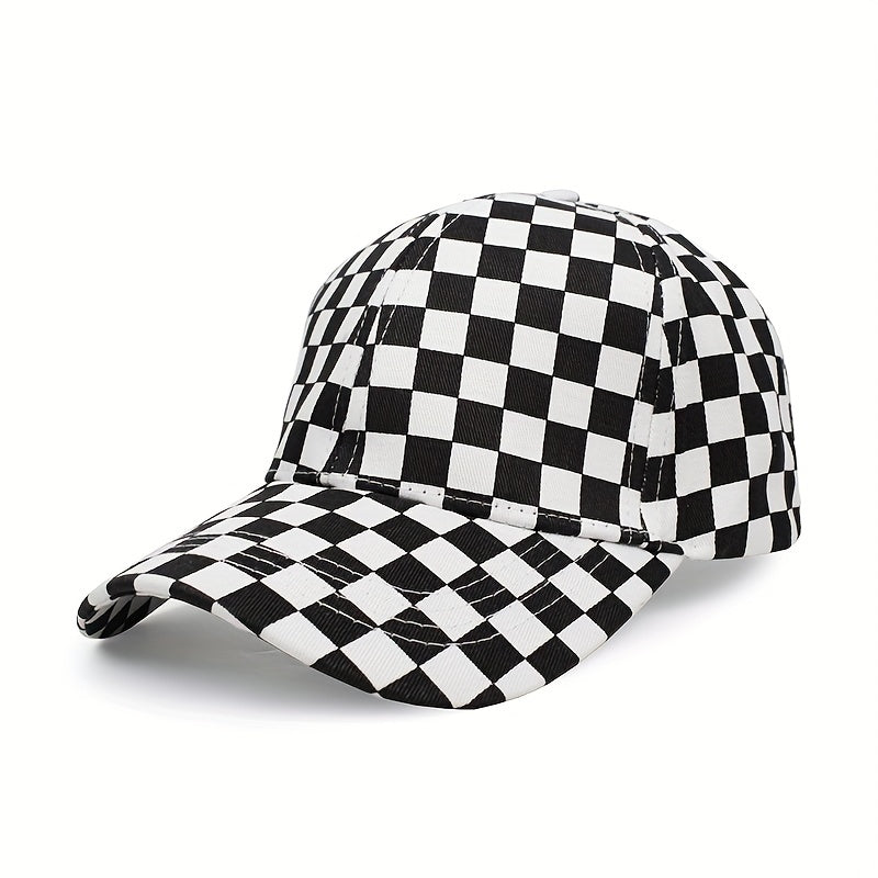 Men's Checkerboard Baseball Cap Soft Top Summer Sun Hat