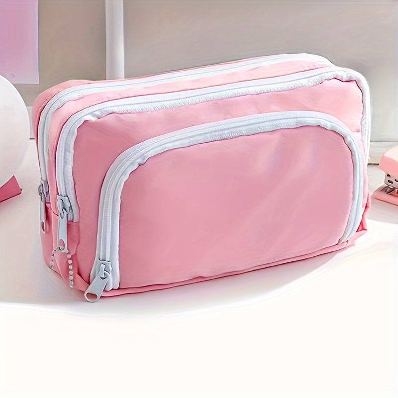 1pc Zipper Pencil Pouch School Supplies Stationery Holder Bag