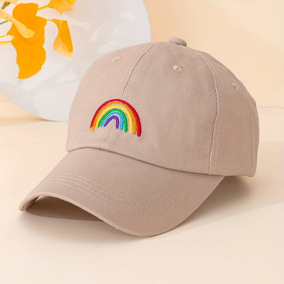 Rainbow Embroidery Casual Baseball Cap Candy Unisex Dad Hats Lightweight