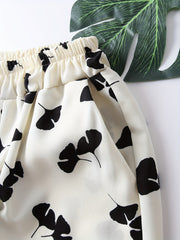 Kid Girls' Leaf Print Jogger Pants Breathable Summer Trousers
