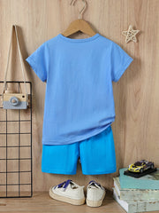 Boys Whale Graphic T-shirt & Shorts Set for Summer