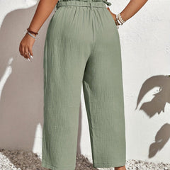  Wide Leg Trousers Elastic High Rise Casual Pants