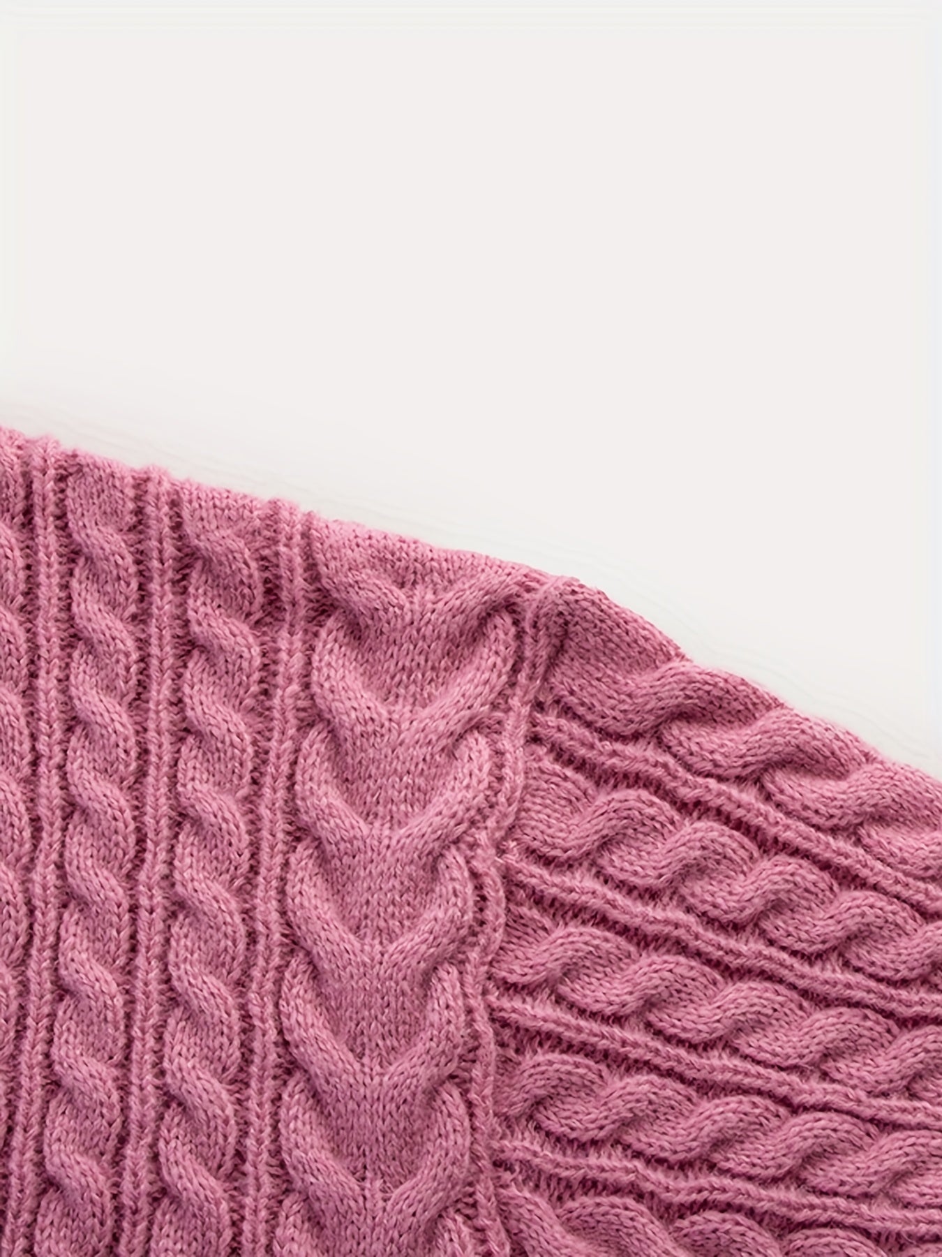 Solid Jacquard Drop Shoulder V Neck Sweater