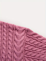  Solid Jacquard Drop Shoulder V Neck Sweater