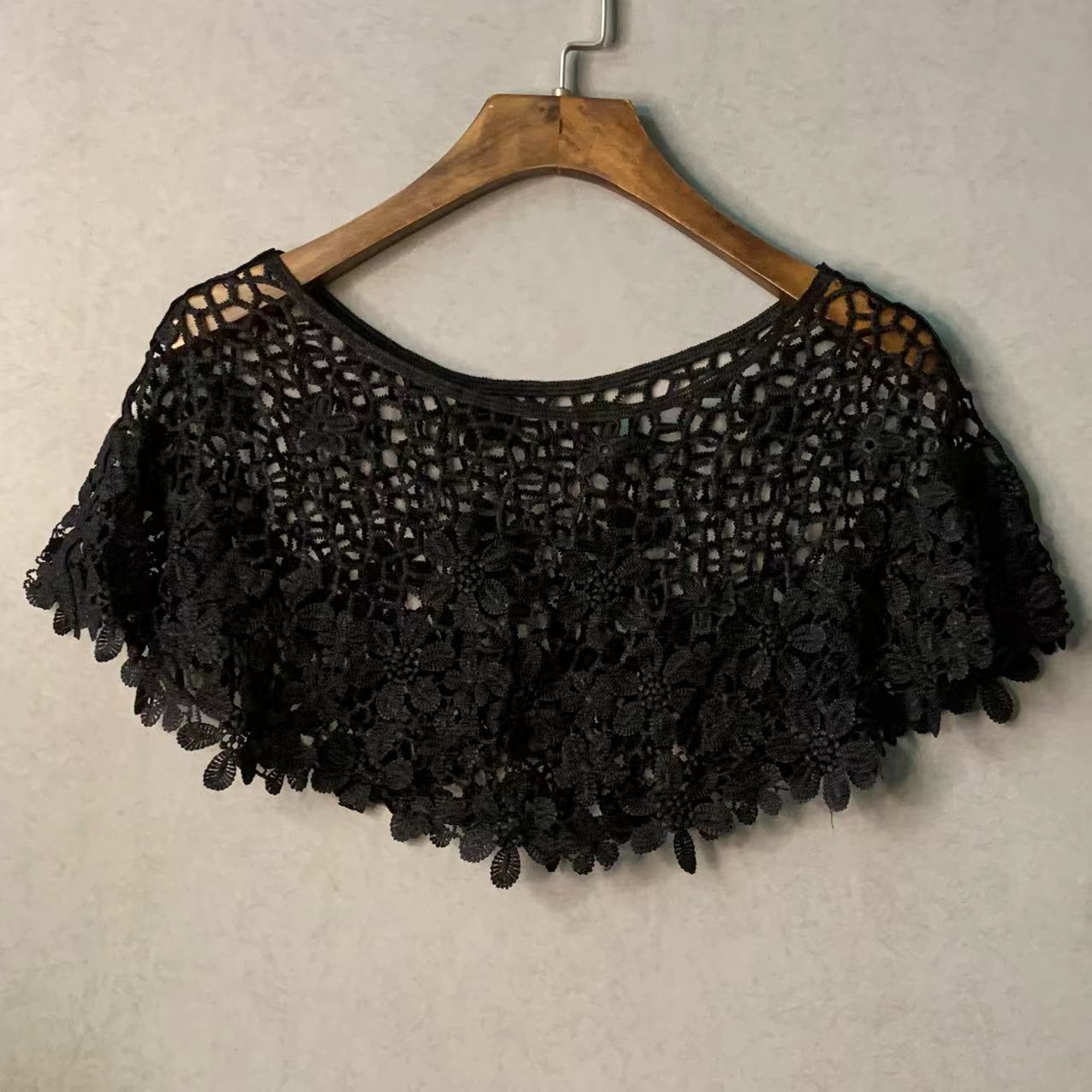Flower Hollow Out Shawl Solid Breathable Wrap Casual Cape Decorative Shawl