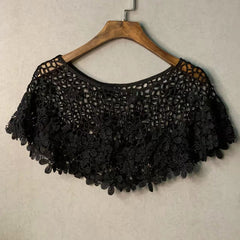 Flower Hollow Out Shawl Solid Breathable Wrap Casual Cape Decorative Shawl