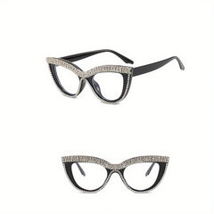 Cat Eye Rhinestone Glasses for Women Party Club Prop
