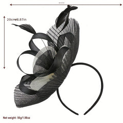 Pleated Mesh Flower Fascinator Hat With Veil Headwear 20s Hat