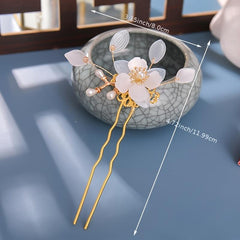 Vintage Flower Faux Pearl Hair Pin U Shaped Chignon Wedding Bobby Pins