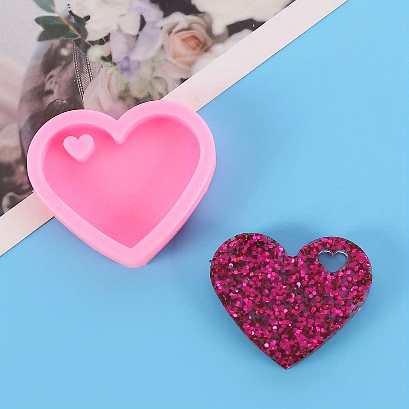 Heart Shaped Epoxy Resin Silicone Keychain Mold & Love Mold DIY Decoration