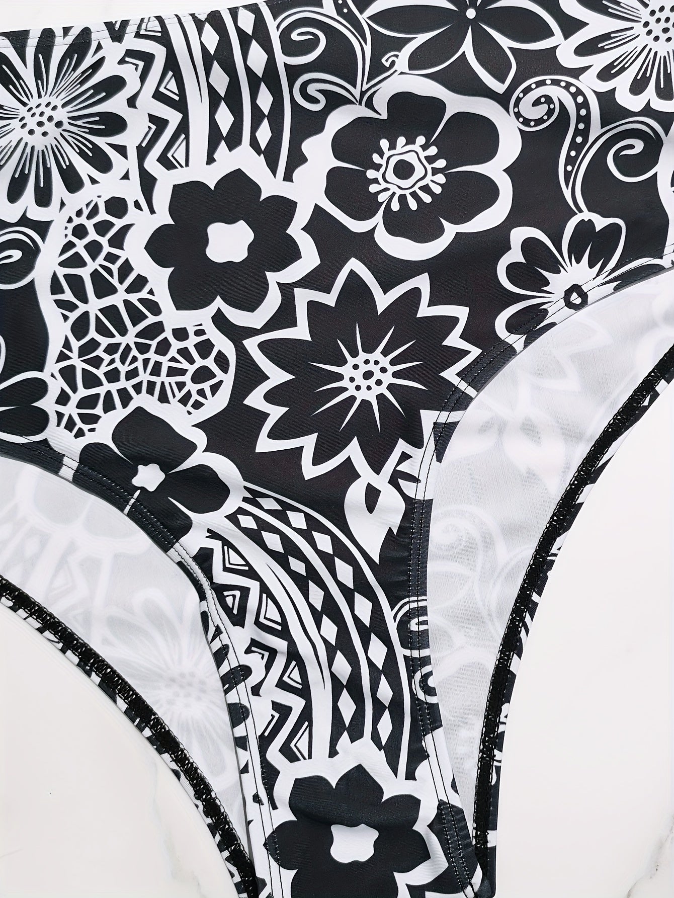  Floral Print Lace Up Back Tankini Set
