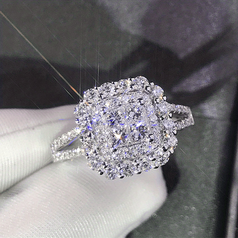 Sparkling Square Cubic Zircon Ring - Anniversary Gift