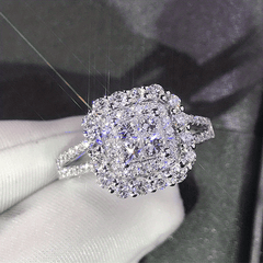 Sparkling Square Cubic Zircon Ring - Anniversary Gift