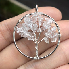 7 Charka Stone Tree Of Life Pendant Crystal Beads Energy Amulet