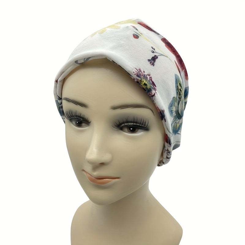 Flower Print Casual Beanie Elastic Skull Hat Women Turban Cap