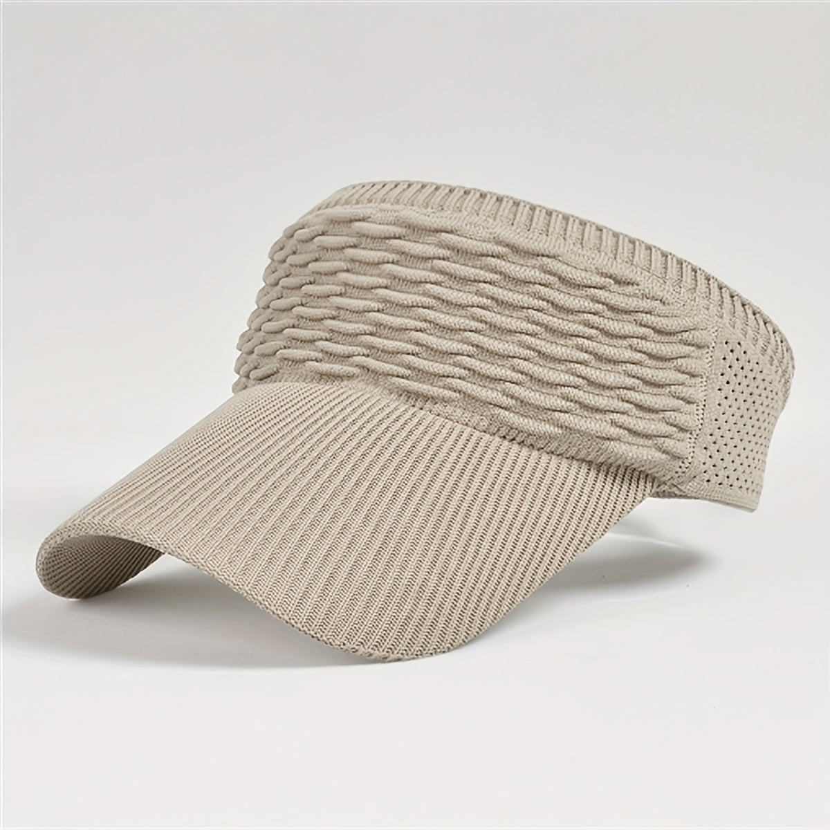 Adjustable Solid Visor Hat Lightweight Ruched Knitted Sun Hat