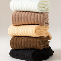 5 Pairs Soft Solid Mid Tube Socks Women's Stockings