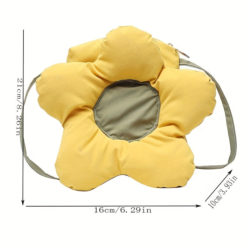 Flower Shape Puff Shoulder Bag Zipper Nylon Crossbody Bag