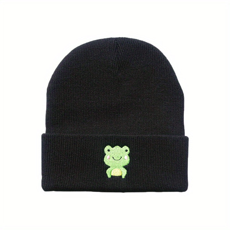 Men's Embroidered Knitted Frog Warm Hat