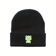 Men's Embroidered Knitted Frog Warm Hat