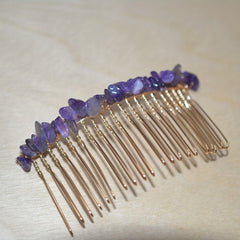 Natural Crystal Stone Hair Comb Amethyst Headwear Bride Hair Accessories