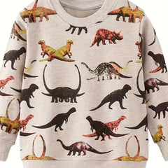 Boys Dino Print Sweatshirt Stretch Fabric