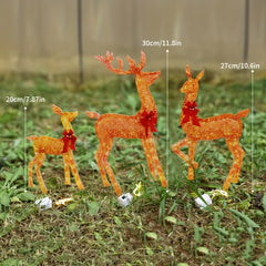 3pcs Lighted Deer Decorations Outdoor Reindeer Ornaments Christmas Glowing Deer
