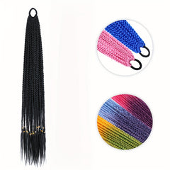 60 96 Cm Long Box Braided Ponytail Extensions Ombre Rainbow Colored