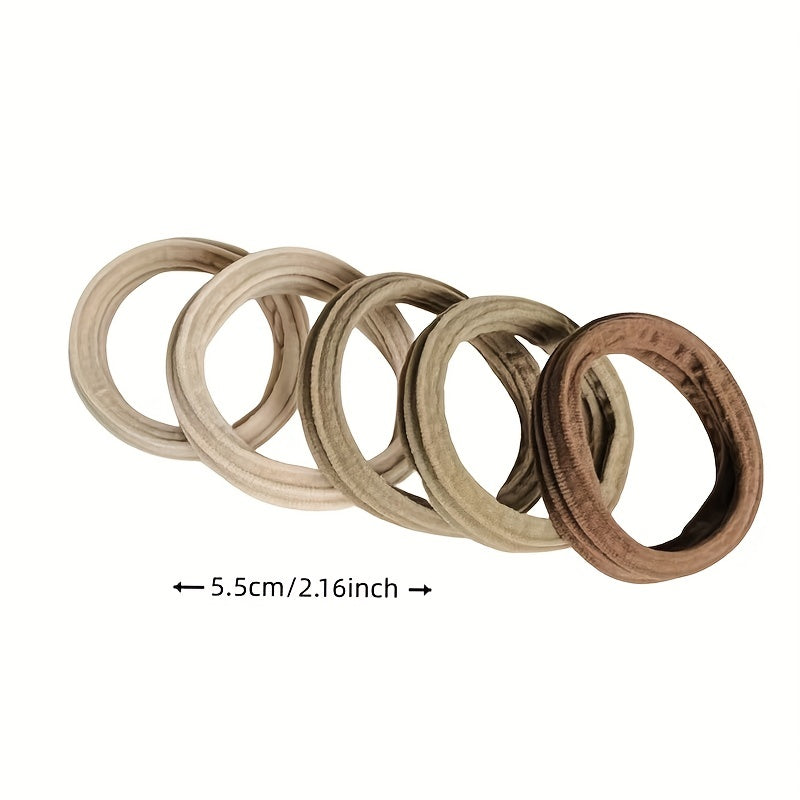 5pcs Wide Elastic Hair Tie Thick Hair Rope Seamless Ponytail Holder