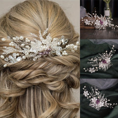 Silver Rhinestone Bridal Hair Comb with Opal Hair Accessories