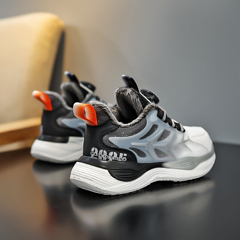 Rotating Buckle Warm Plush Lining Boys' Basketball Shoes
