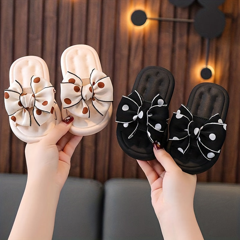 Girls Bowknot Slippers Non Slip Lightweight Open Toe Slippers for Indoor Outdoor