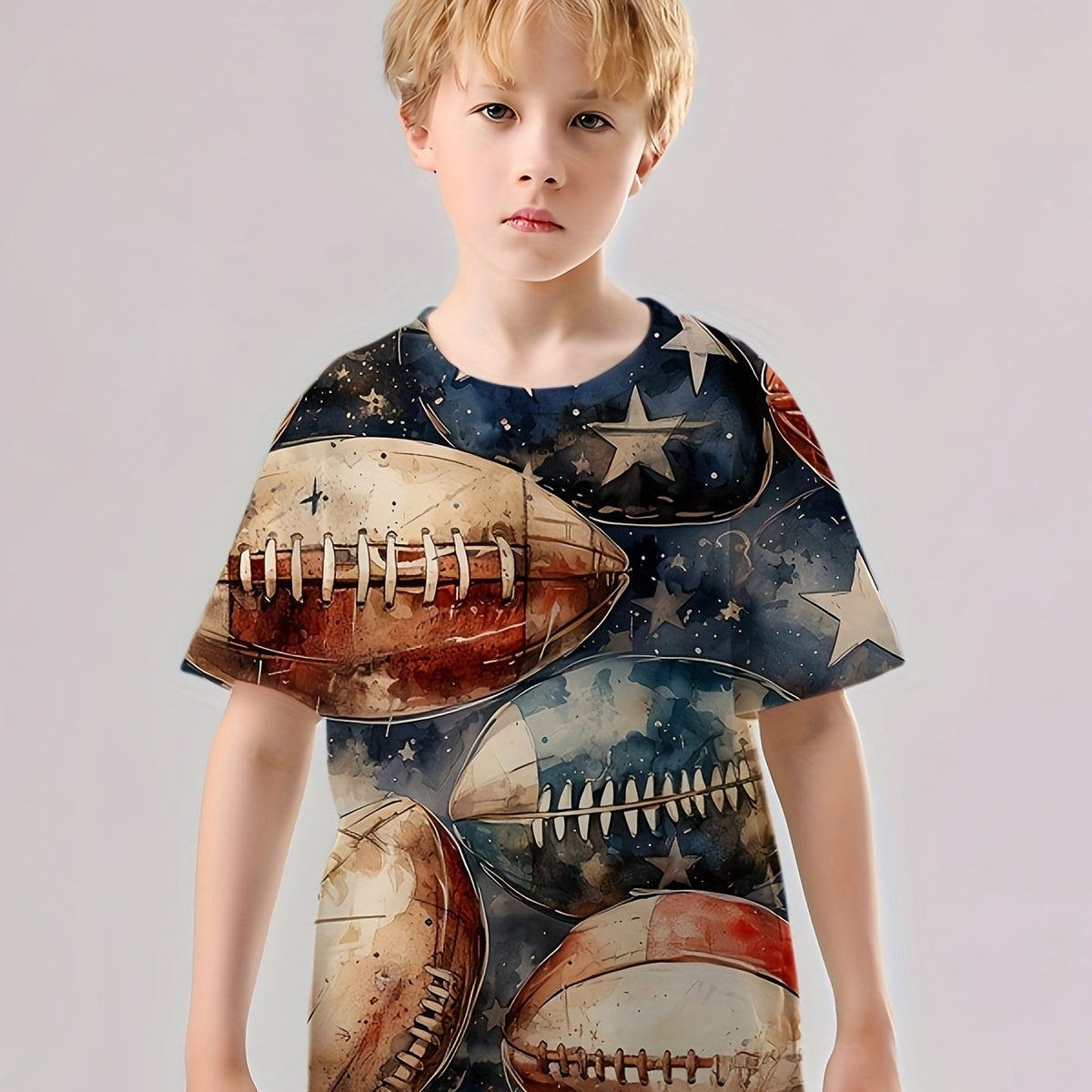 Vintage Rugby 3D Print T Shirt Boys Short Sleeve Casual Tee