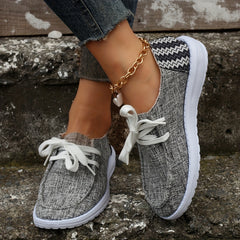 Women's Wave Line Patchwork Boat Shoes Non Slip Lace Up Breathable Casual Sneake