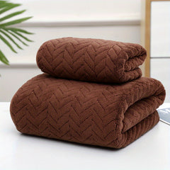Geometric Leaf Pattern Bath Towel Set with Strong Water Absorption