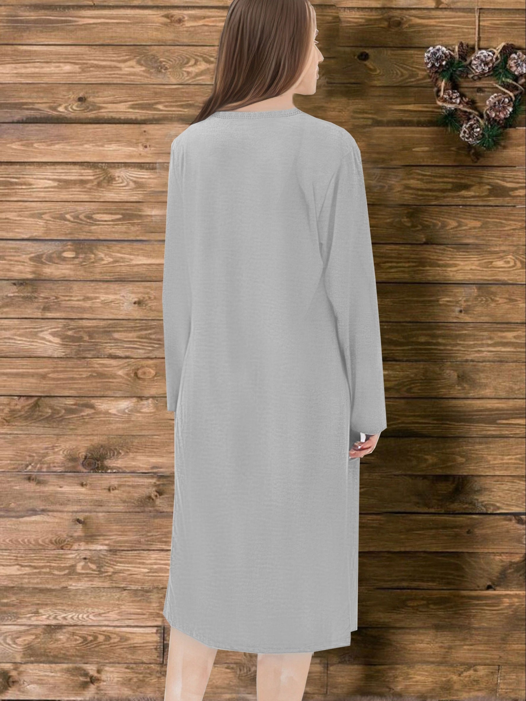  Poem Print Long Sleeve Tee Nightdress