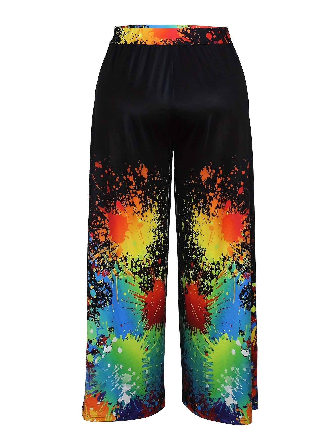 Women's Plus Splash Painting Print Wide Leg Trousers