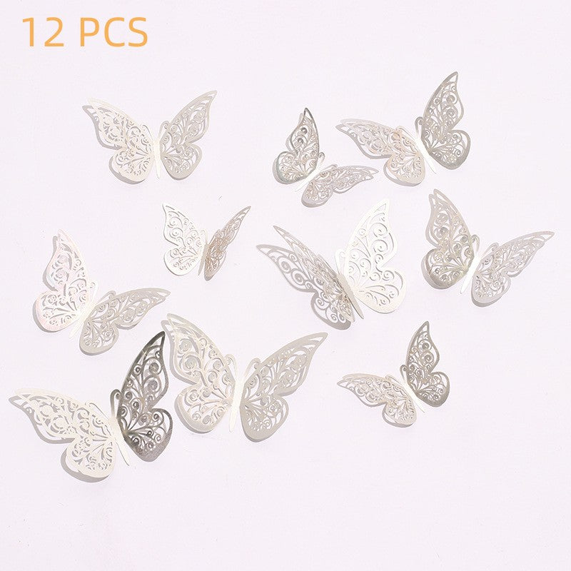 12pcs 3D Golden Butterfly Wall Decor - Perfect for Birthday Party & Nursery