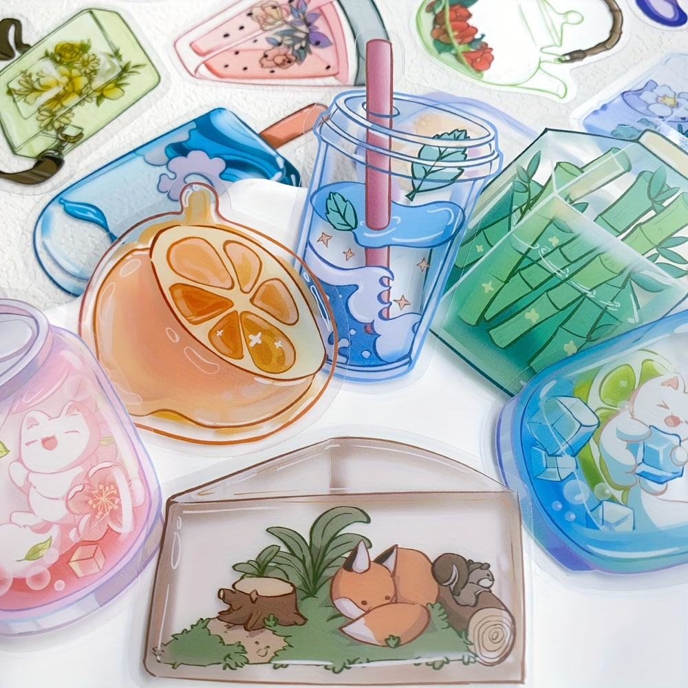 50pcs Transparent Objects Stickers for Laptop Luggage Skateboard Helmet Guitar