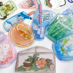 50pcs Transparent Objects Stickers for Laptop Luggage Skateboard Helmet Guitar