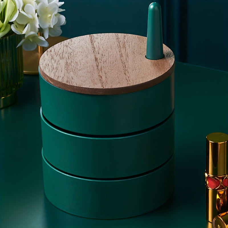 360 Degree Rotating Jewelry Storage Box for Earrings Rings and Small Items