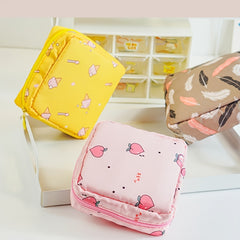 Cartoon Zipper Sanitary Napkin Bag Lipstick Key Earphone Storage Bag
