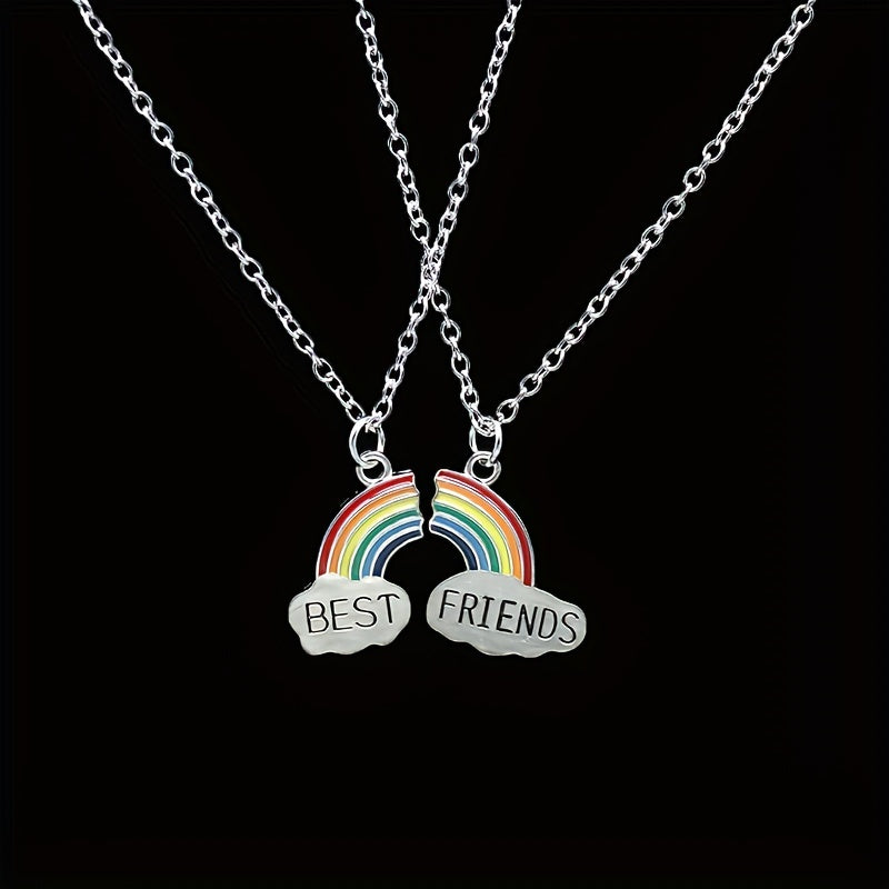 Friends Cloud Necklace Pendant Rainbow Splicing Couple Good Girlfriends