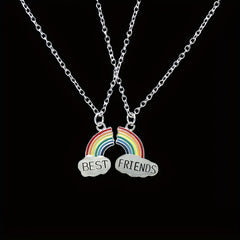 Friends Cloud Necklace Pendant Rainbow Splicing Couple Good Girlfriends