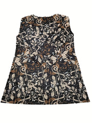  Leaf Print Long Sleeve Maxi Dress With Pockets