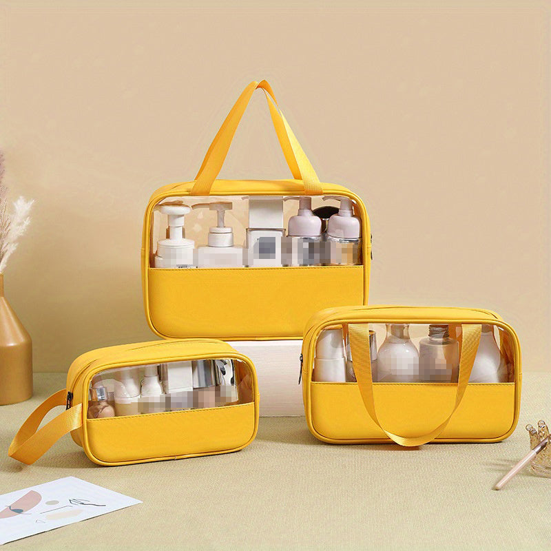 3pcs Set Portable Transparent Cosmetics Bag Waterproof Toiletry Bag