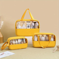 3pcs Set Portable Transparent Cosmetics Bag Waterproof Toiletry Bag