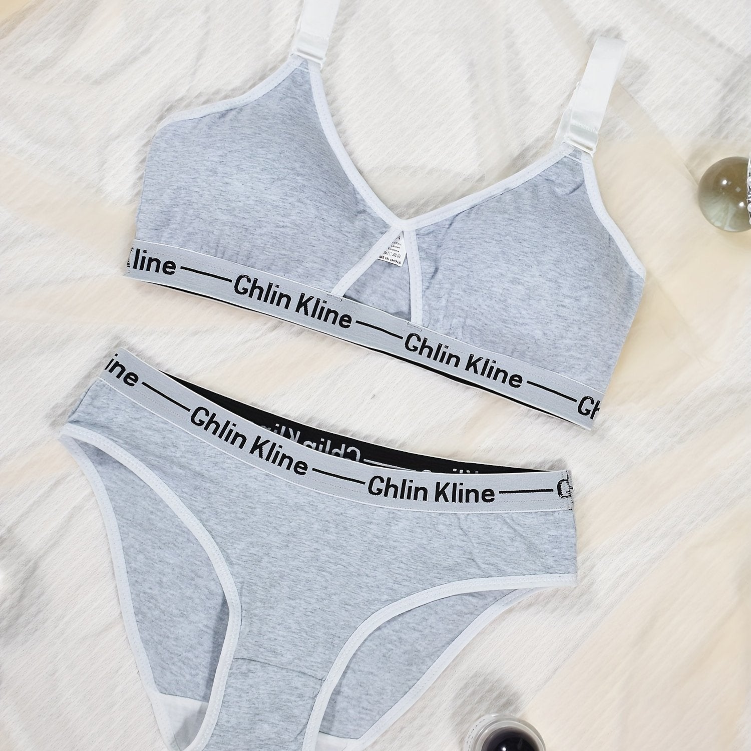 Letter Print Bra & Panties Set